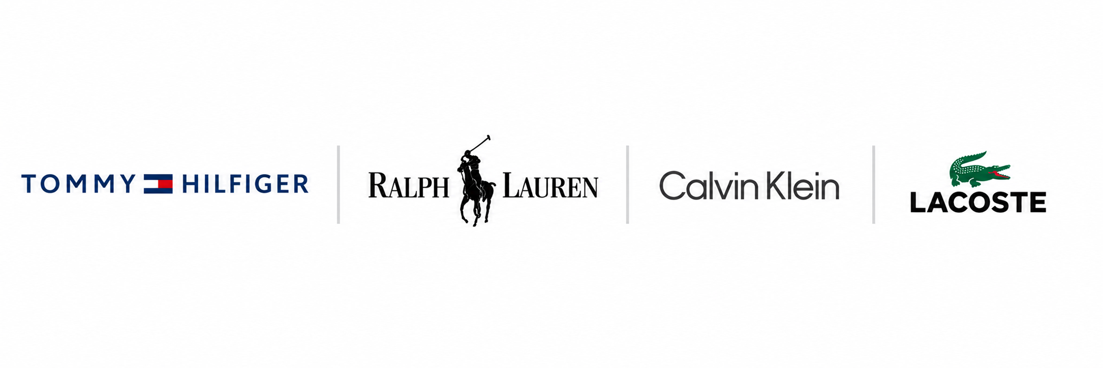 Partner brands: Tommy Hilfiger, Ralph Lauren, Calvin Klein, and Lacoste