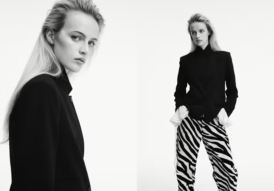 Mango straight-cut blazer with stand-up collar